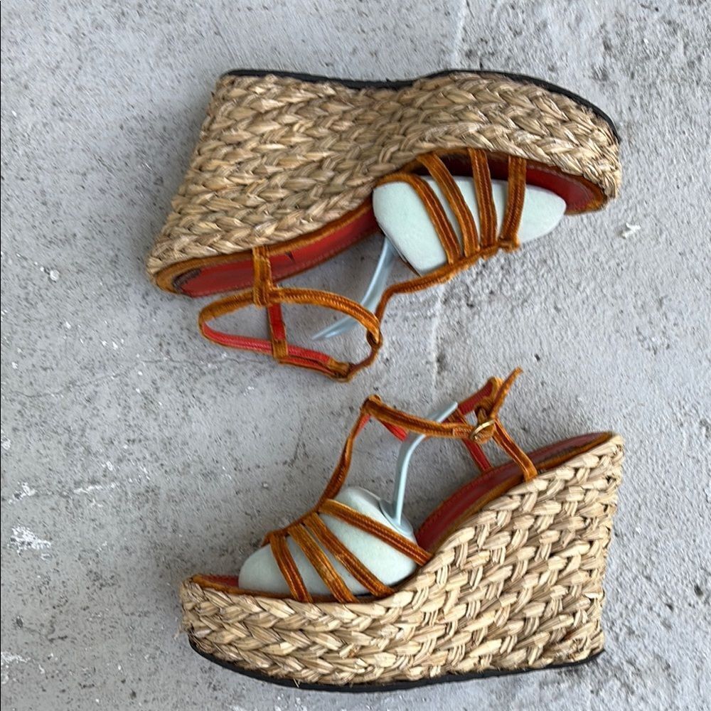 Vintage YSL Velvet Strappy platforms